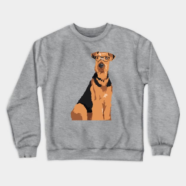 Hipster Black and Brown Airedale Terrier Dog T-Shirt for Dog Lovers Crewneck Sweatshirt by riin92